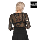 Black Skull Alternative Gothic Grunge Occult Skater Mosher Emo Mesh Crop Top