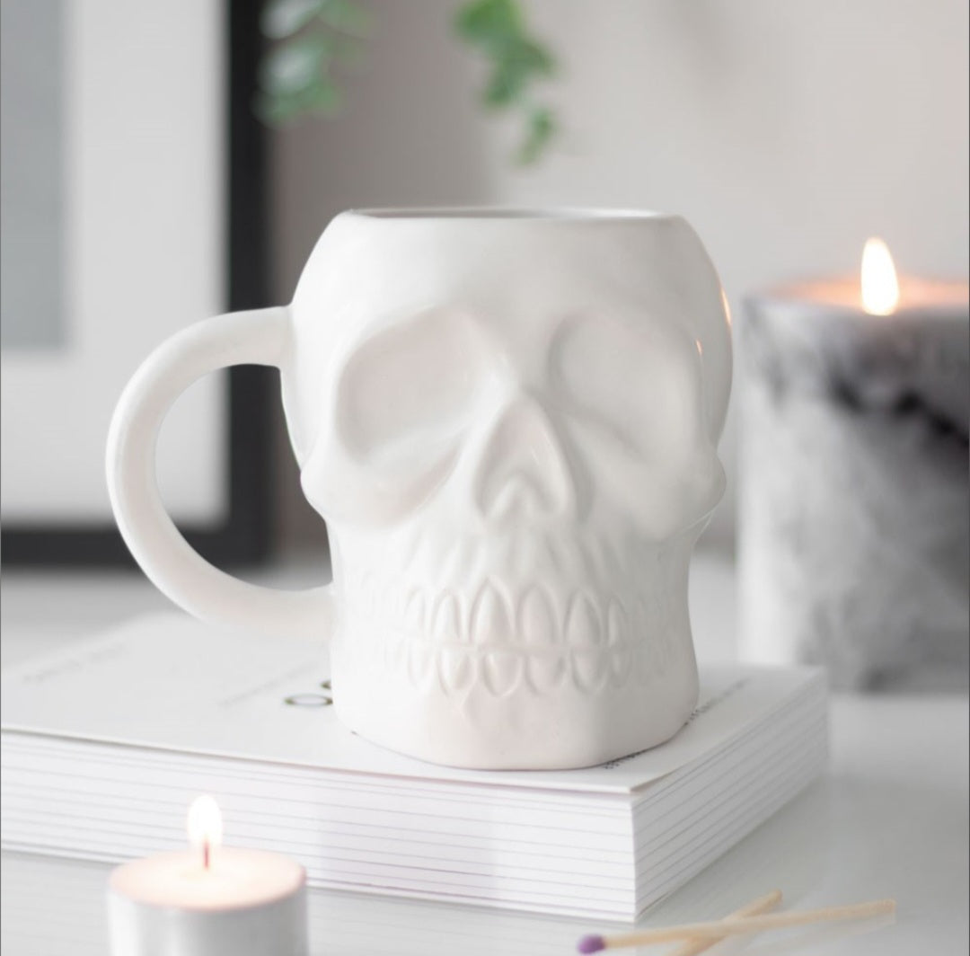 Matte White Skull Mug 500ml Gothic Ceramic Coffee Cup