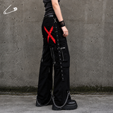 Punk'd Image Hammer Red Rock Emo Alternative Gothic Chain Stud Pants Trousers