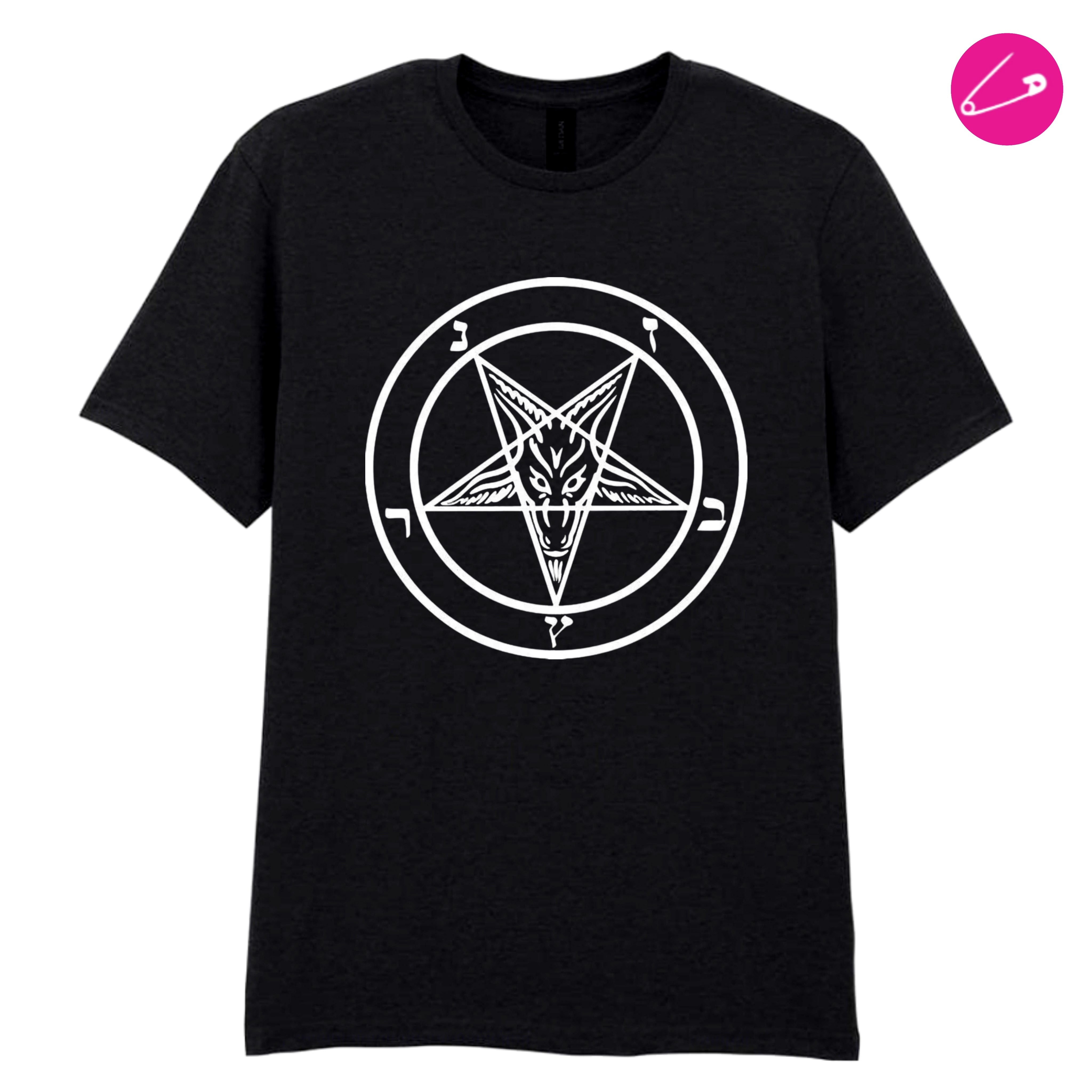 White Baphomet Symbol White Logo Gothic Grunge Alternative Occult Punk Rock Tee