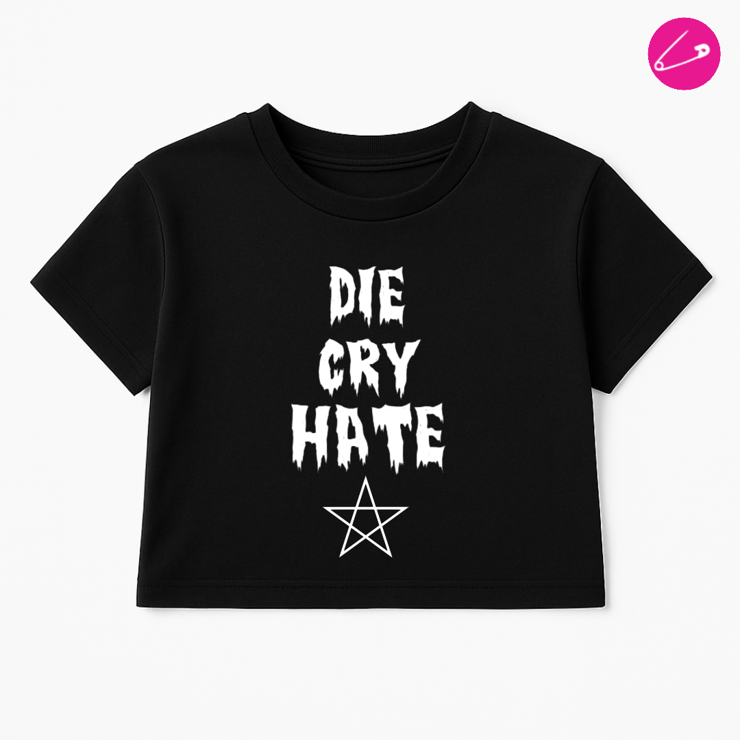 Die Cry Hate Black Occult Goth Crop Top