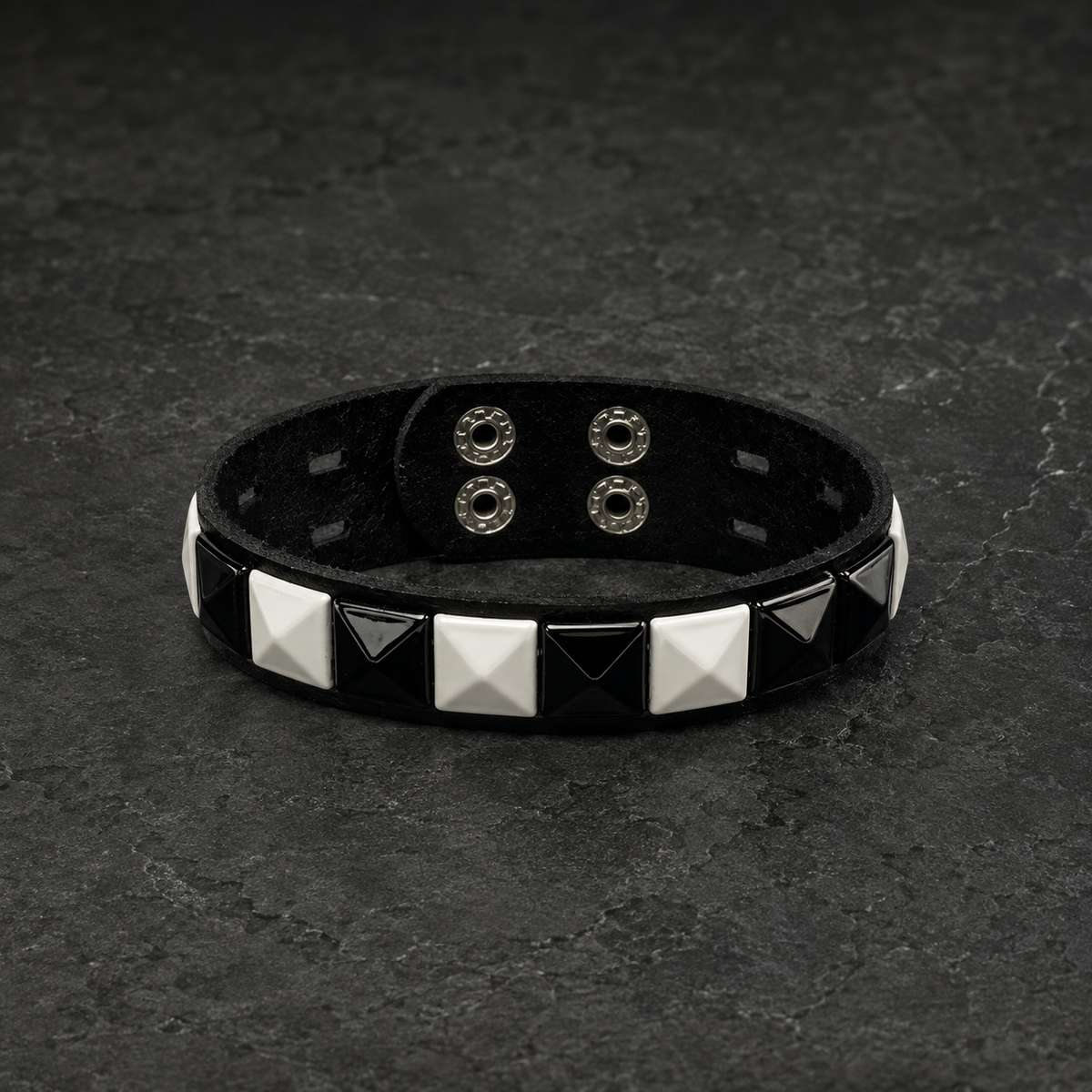 White Check 1 Row Studded Alternative Wristband