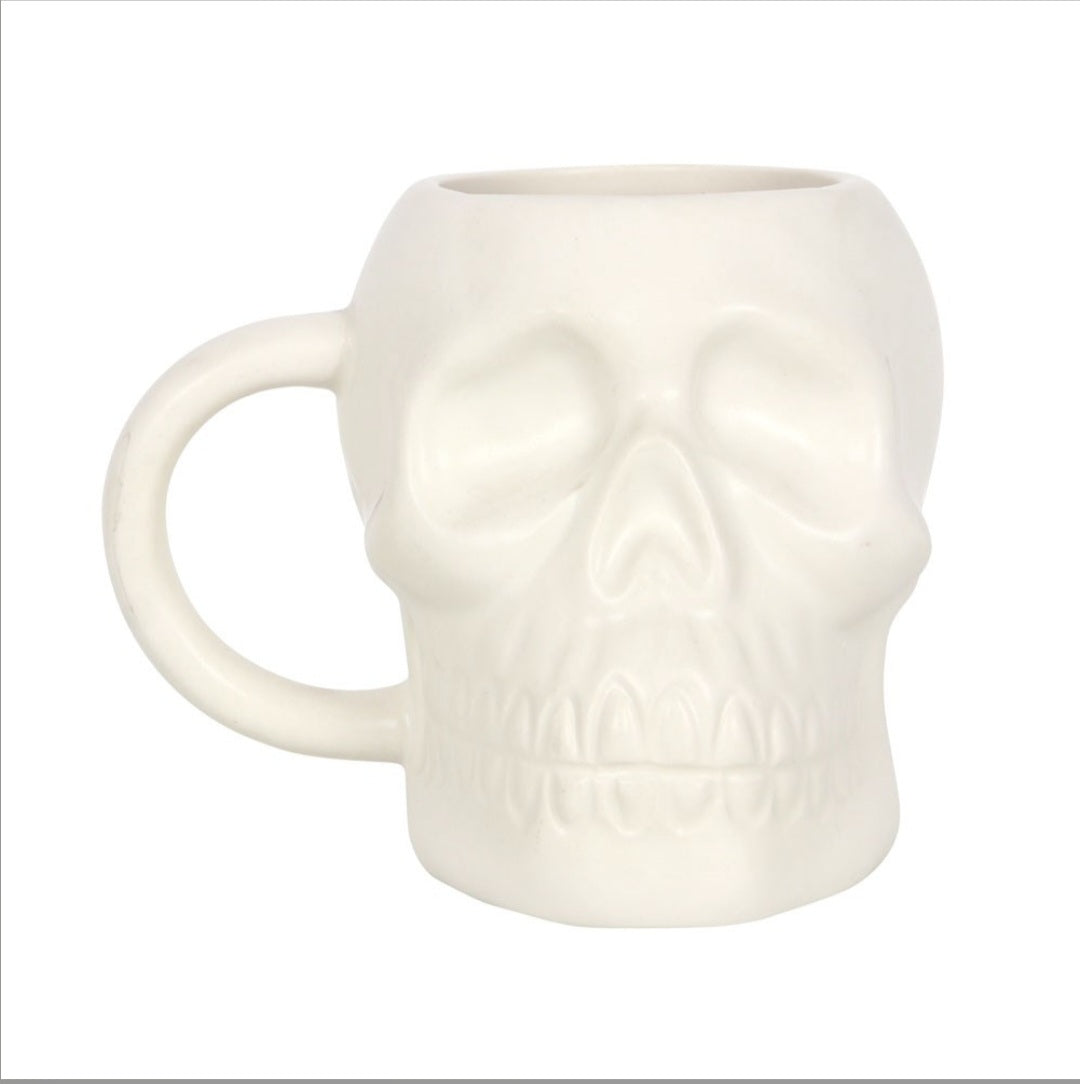 Matte White Skull Mug 500ml Gothic Ceramic Coffee Cup