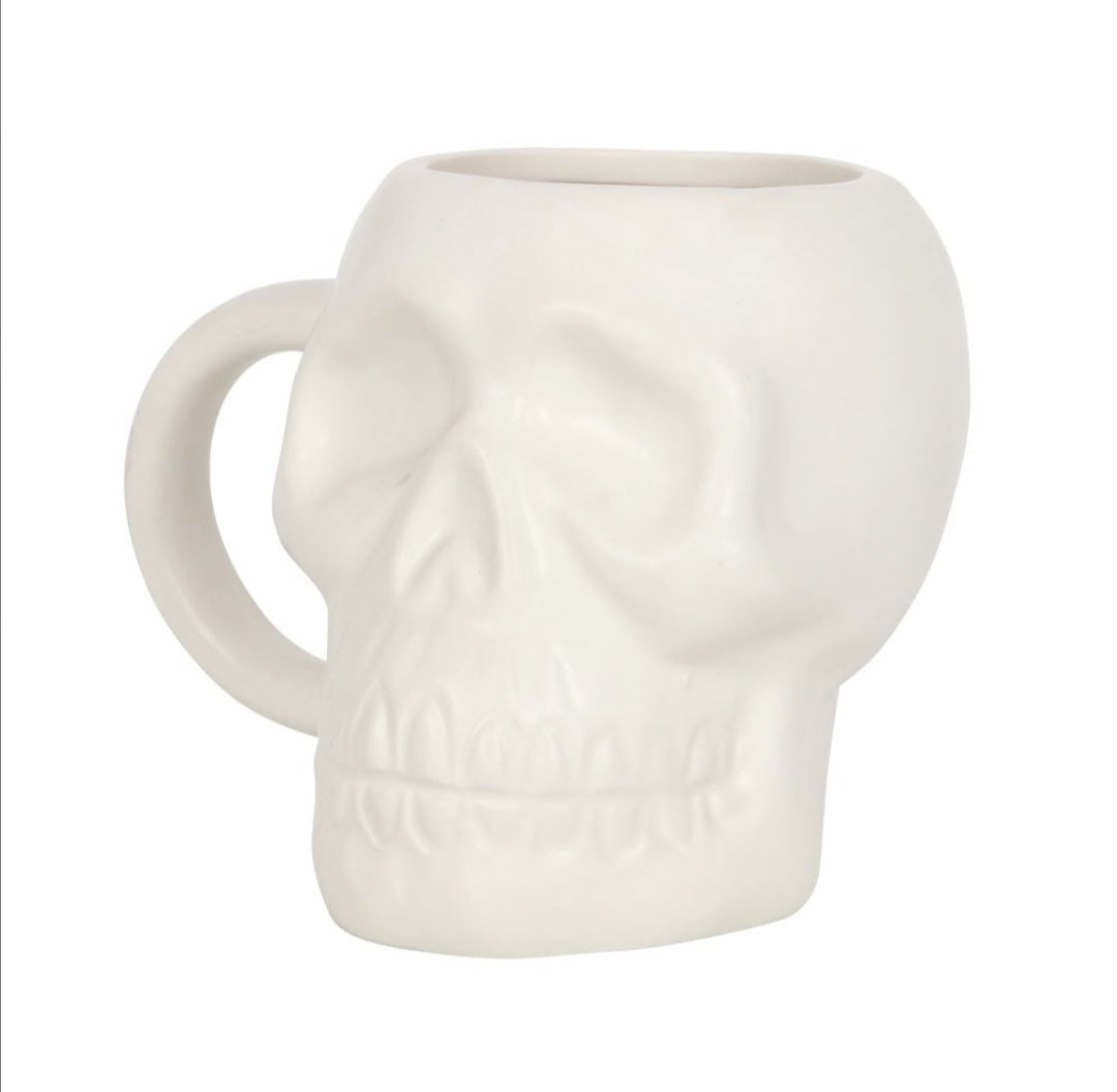 Matte White Skull Mug 500ml Gothic Ceramic Coffee Cup