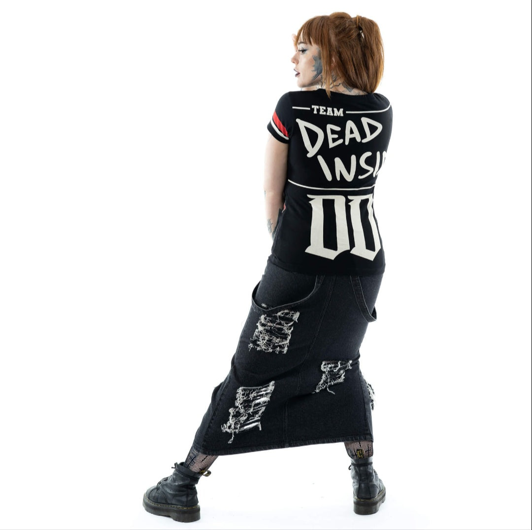 Heartless Team Dead Inside Black Goth Graphic Varsity Top