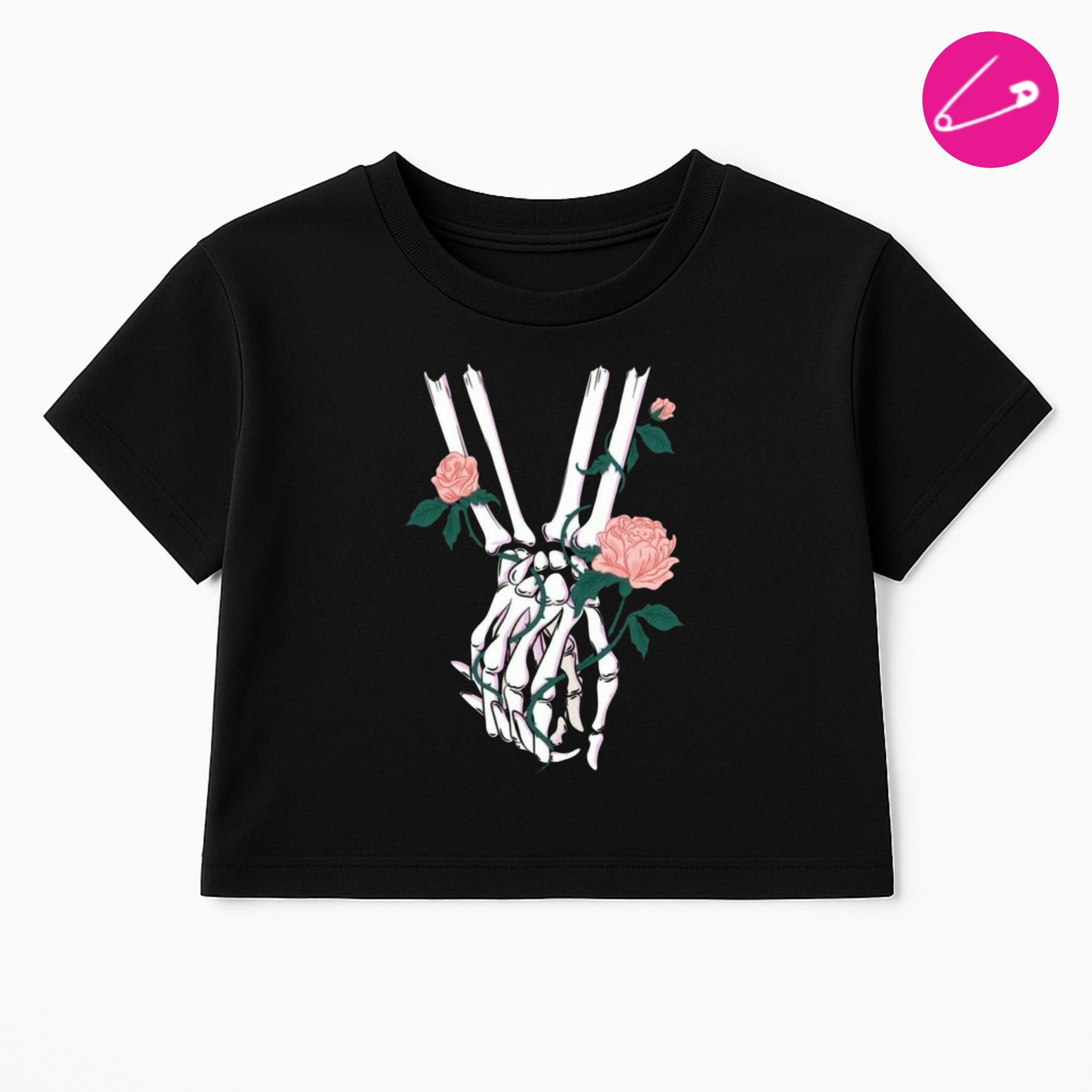 Entwined Alternative Gothic Punk Rock Grunge Occult Skeleton Metal Emo Crop Top