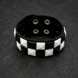 White Check 2 Row Studded Alternative Wristband
