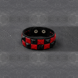 Red Check 2 Row Studded Alternative Wristband