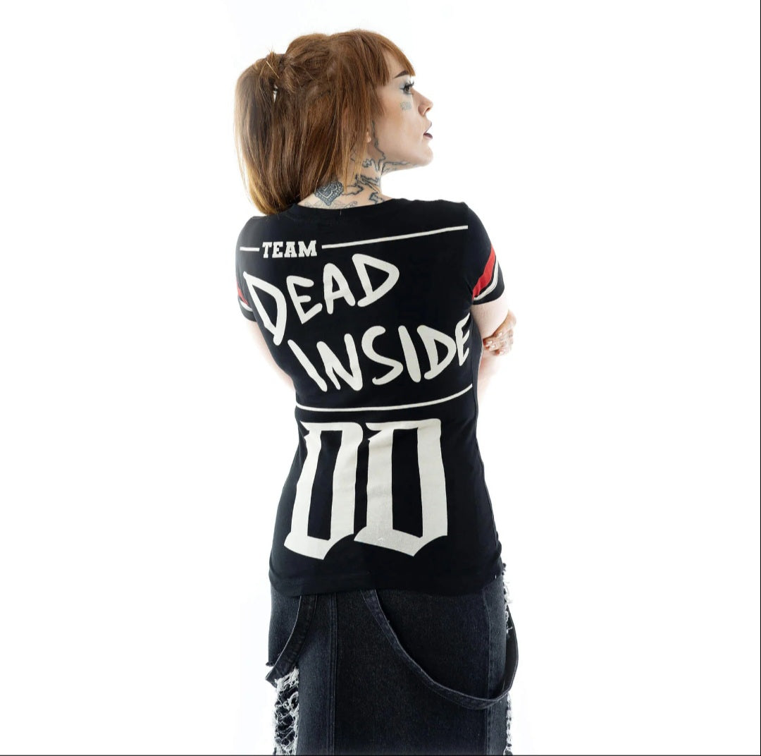 Heartless Team Dead Inside Black Goth Graphic Varsity Top