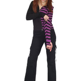 Banned Apparel Purple Black Striped Shiori Cat Ears Hoodie