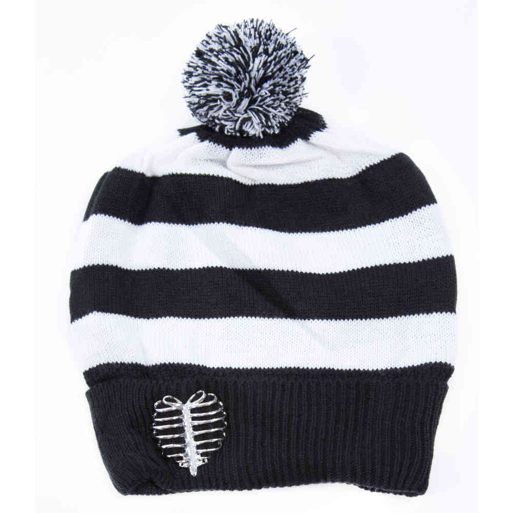 Heartless Rayne Striped Beanie Hat with Pom Pom