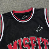 Punk'd Image MISFIT 77 Oversized Basketball Jersey Black Red Streetwear Vest