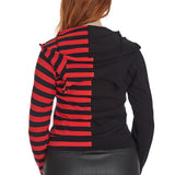 Banned Apparel Red Black Striped Shiori Cat Ears Hoodie