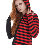 Banned Apparel Red Black Striped Shiori Cat Ears Hoodie