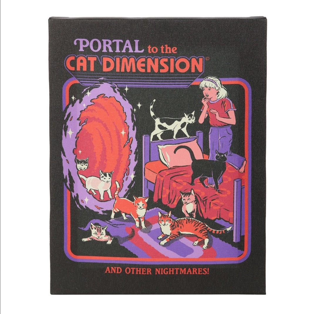 Steven Rhodes “The Cat Dimension” Canvas Plaque – 19 x 25cm Wall Plaque Art