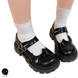 Bat Wing Lolita Mary Jane Shoes Kawaii Goth Platform Vegan PU Cosplay