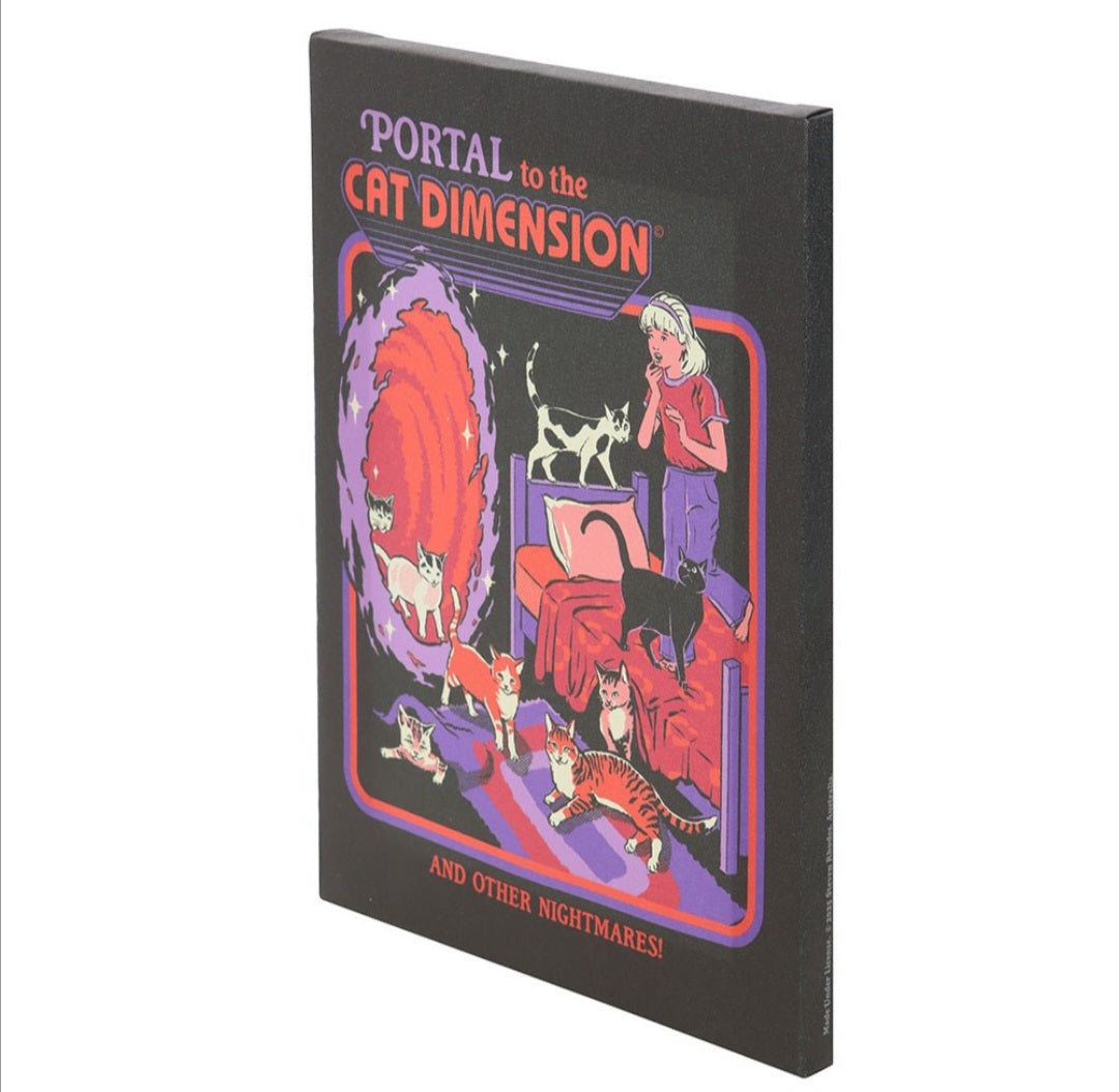 Steven Rhodes “The Cat Dimension” Canvas Plaque – 19 x 25cm Wall Plaque Art