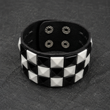 White Check 3 Row Studded Alternative Wristband