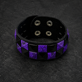 Purple Check 2 Row Studded Alternative Wristband