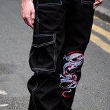 Punk'd Image Dragon Black Cargo Carpenter Jeans