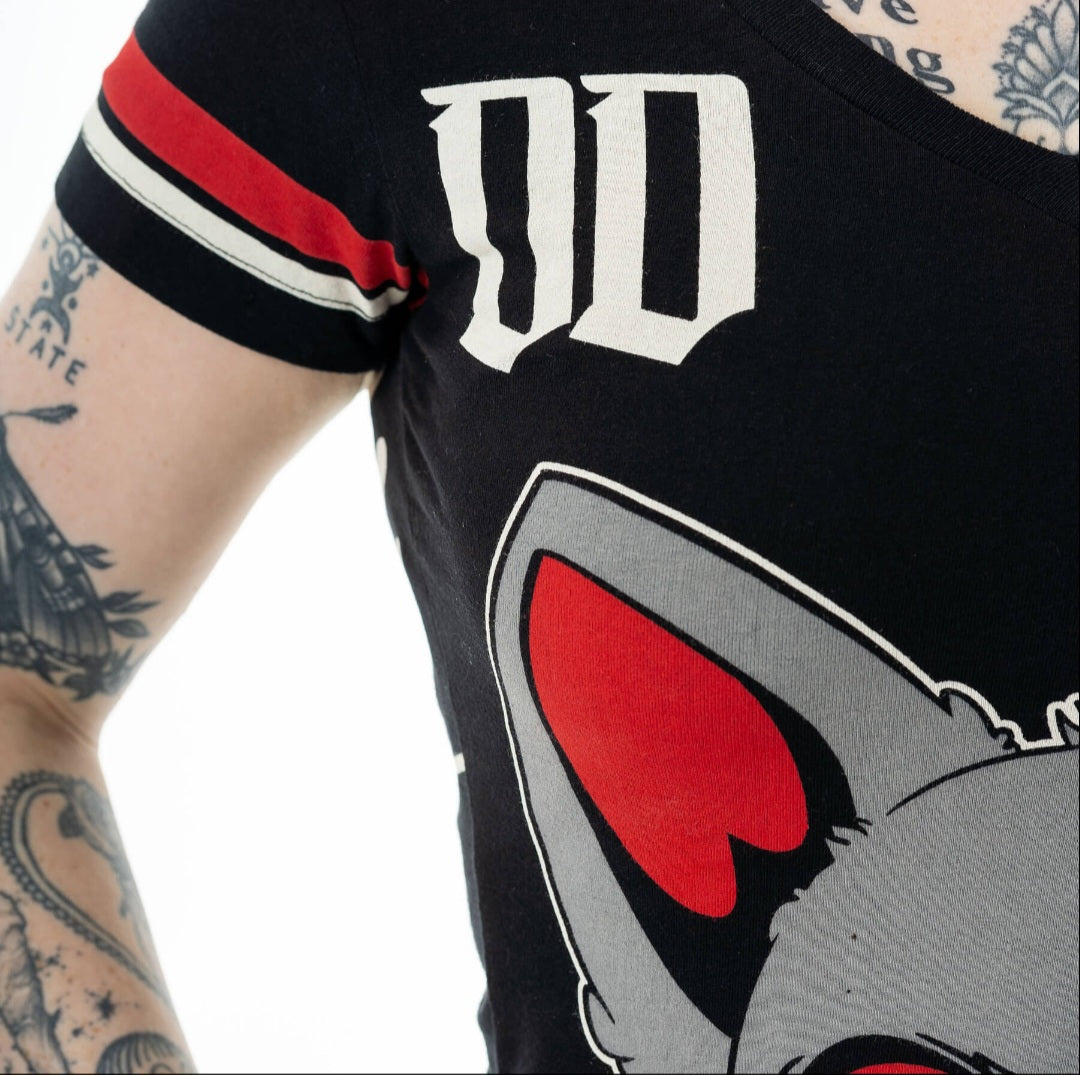 Heartless Team Dead Inside Black Goth Graphic Varsity Top