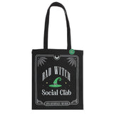 Bad Witch Social Club Tote Bag with Pin Badge – Witchy Polycotton Gothic Shopper