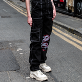 Punk'd Image Dragon Black Cargo Carpenter Jeans