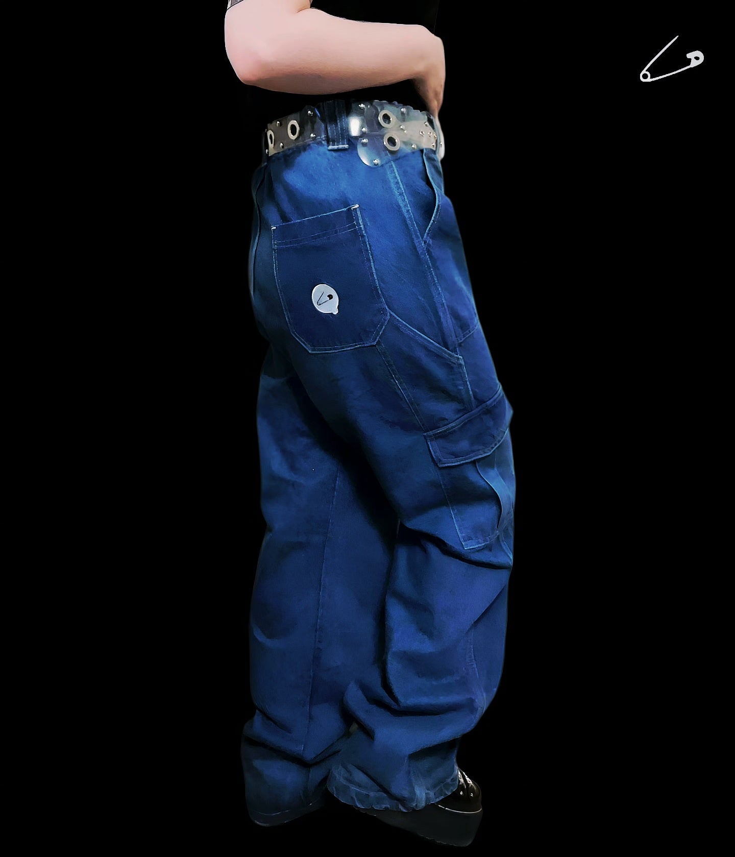 Blue Roro Carpenter Denim Cargo Alternative Gothic Punk Rock Skater Baggy Jeans