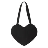 Burning Heart Pink Flame Tote Bag – Black Heart-Shaped Y2K Emo Alt Shoulder Bag