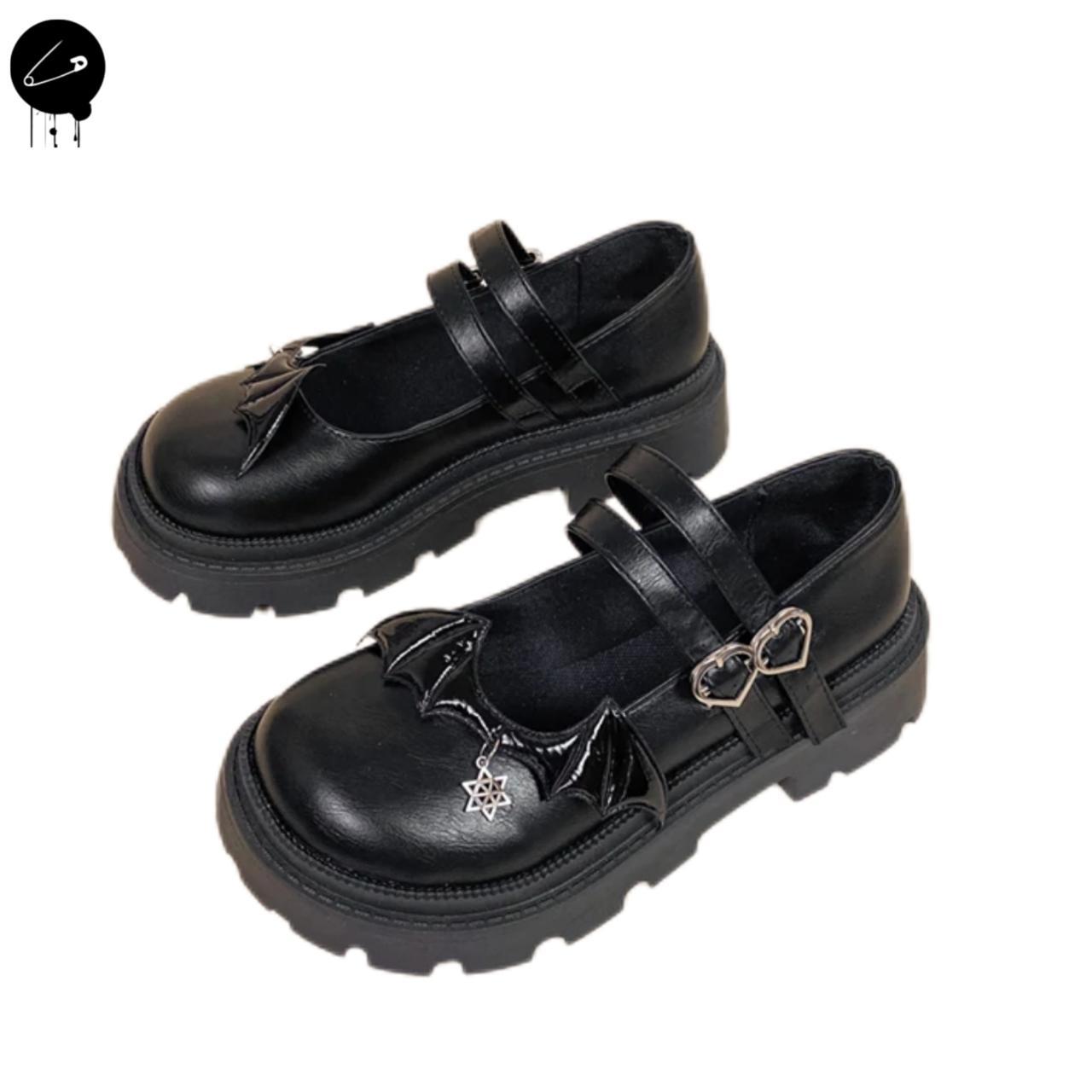 Bat Wing Lolita Mary Jane Shoes Kawaii Goth Platform Vegan PU Cosplay