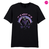 It Is What It Is Punk Gothic Emo Alternative Funny Drippy Skeleton T-Shirt