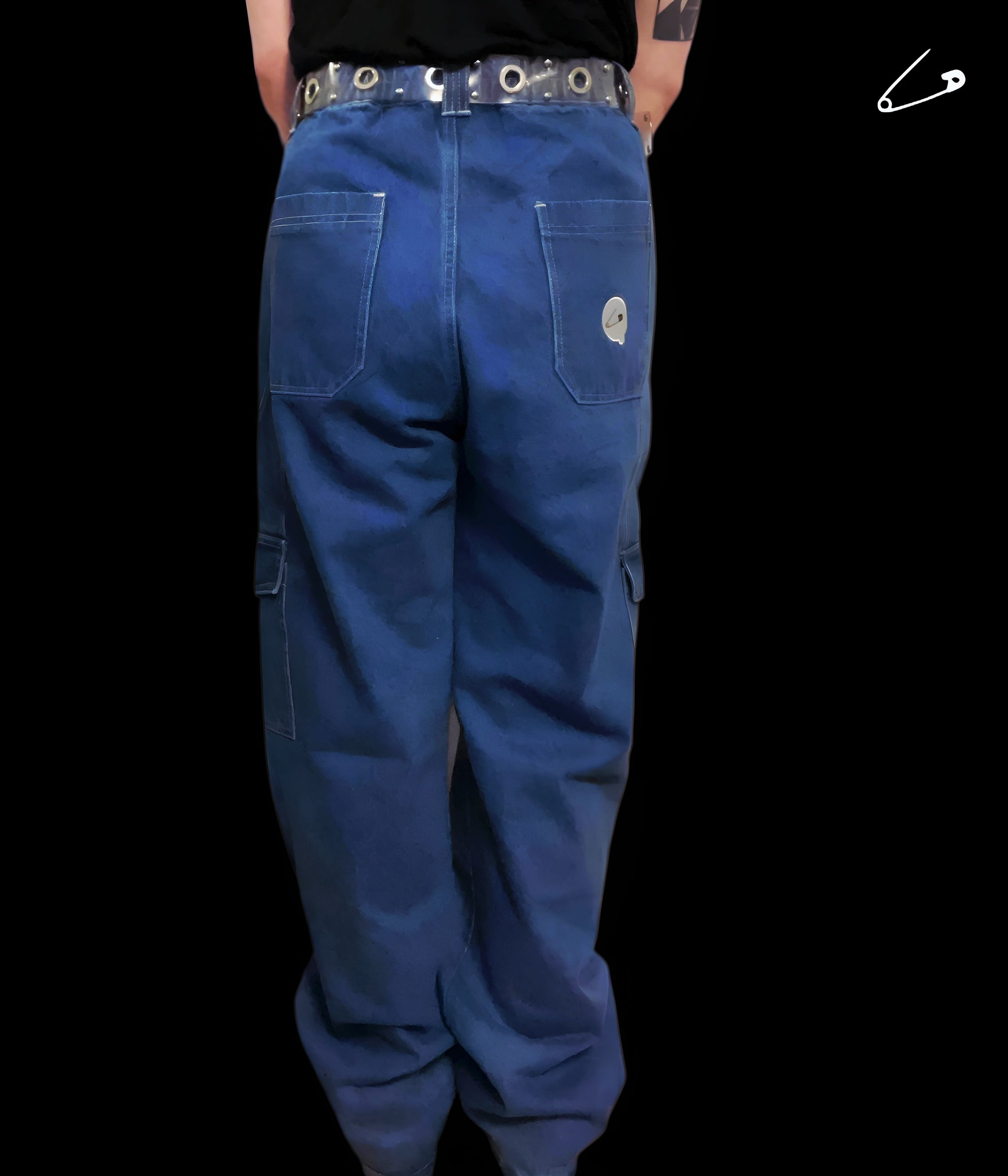 Blue Roro Carpenter Denim Cargo Alternative Gothic Punk Rock Skater Baggy Jeans