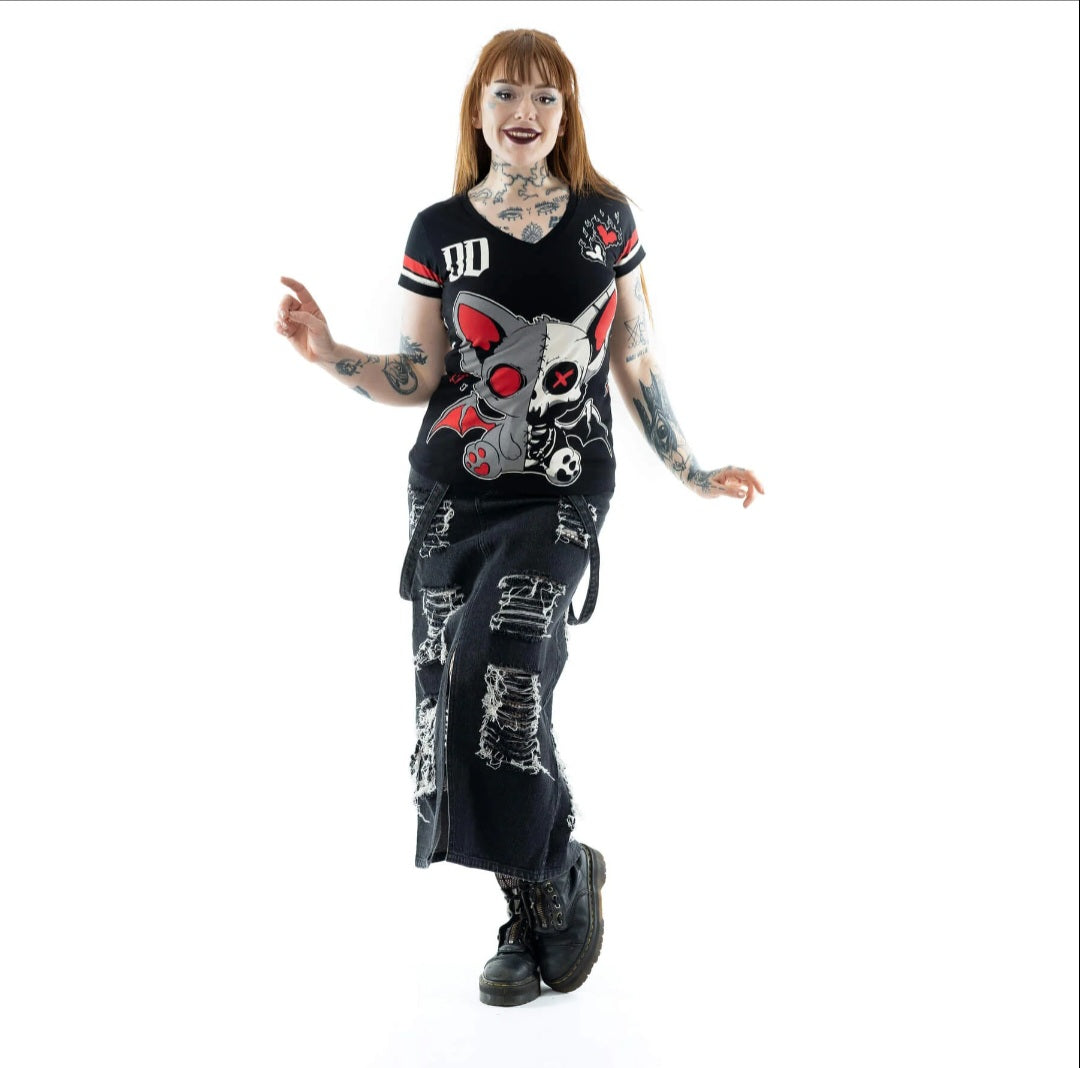 Heartless Team Dead Inside Black Goth Graphic Varsity Top