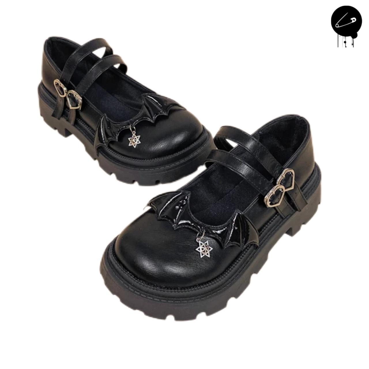 Bat Wing Lolita Mary Jane Shoes Kawaii Goth Platform Vegan PU Cosplay