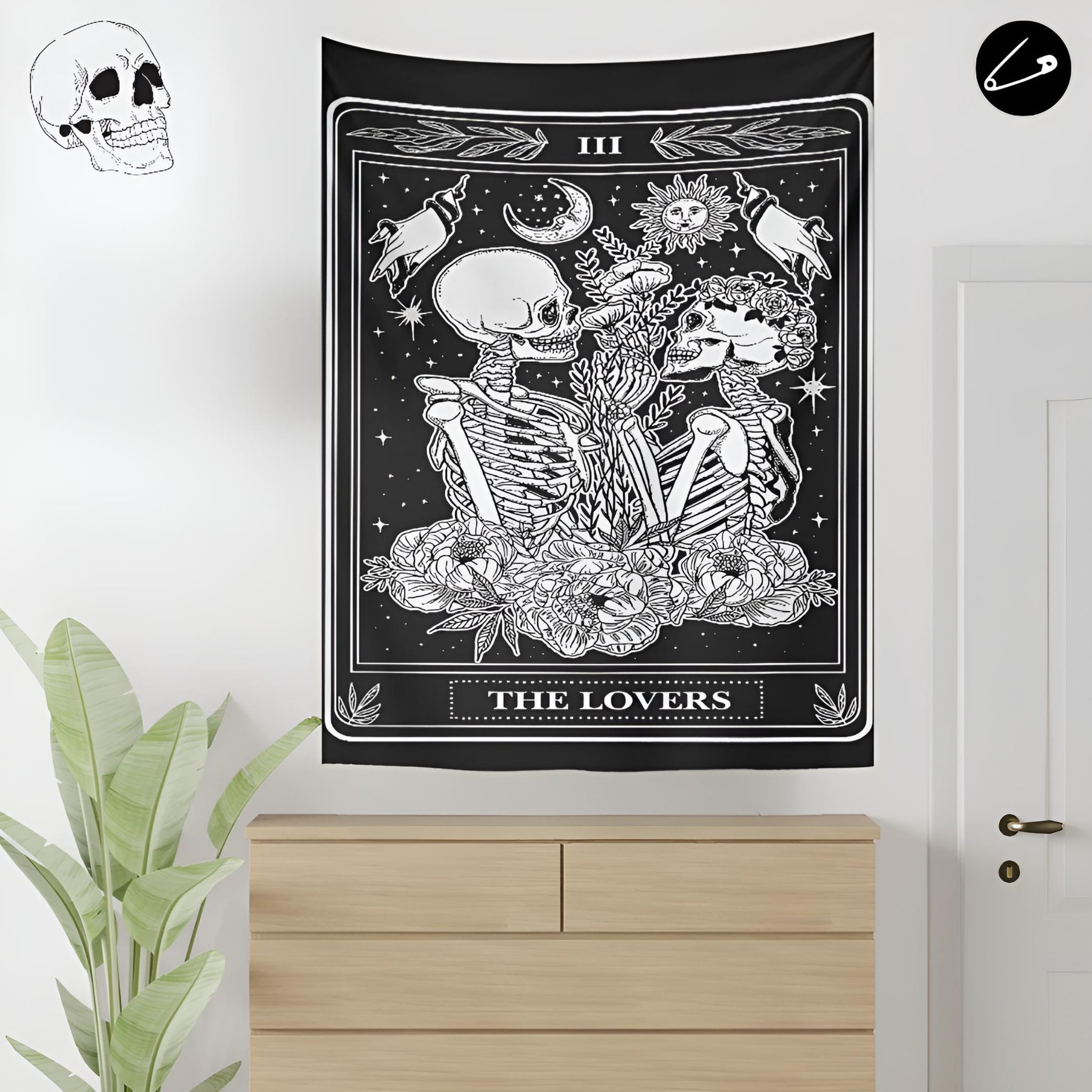 Skeleton Lovers Dead Inside Alt Aesthetic Home Decor Wall Tapestry