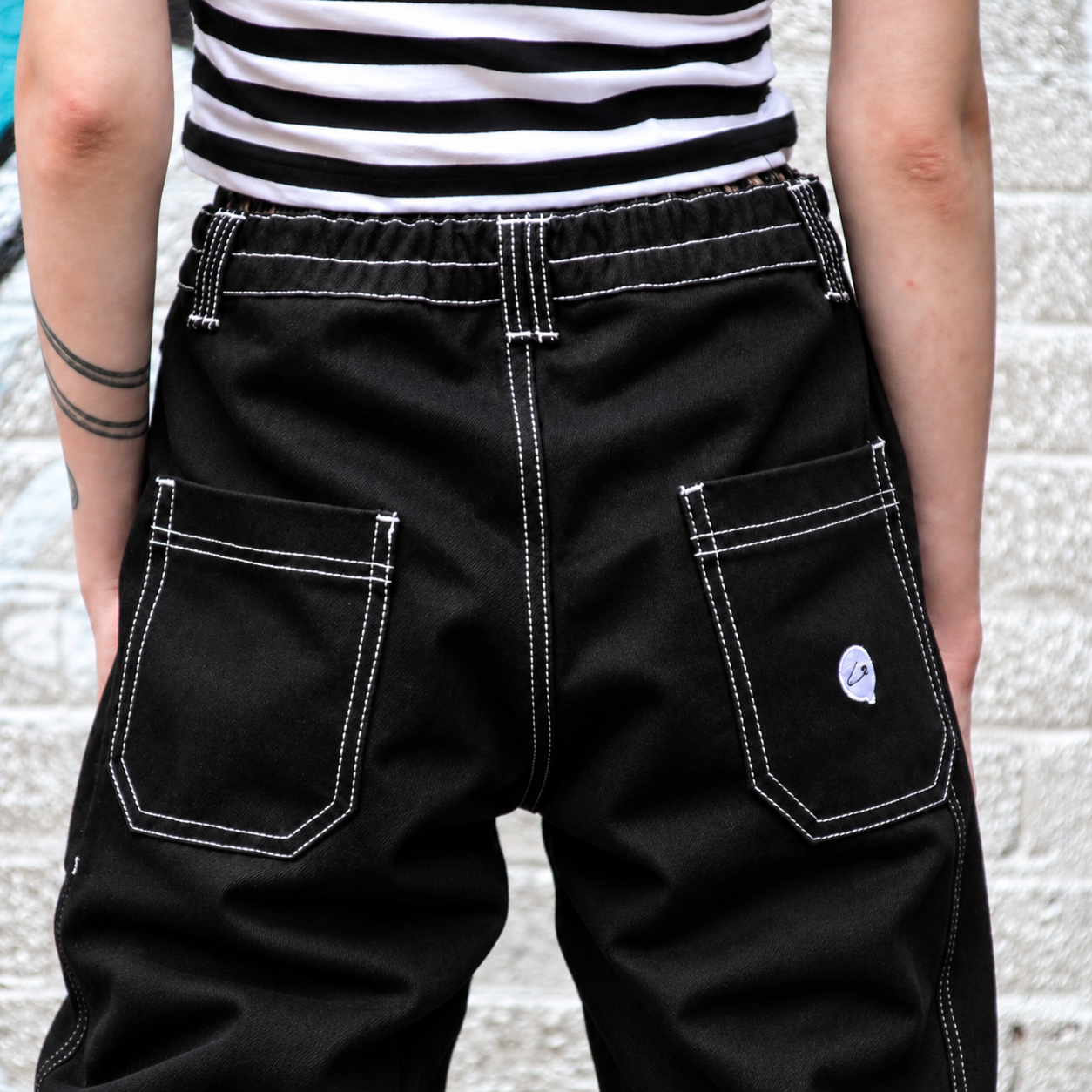 Punk'd Image Dragon Black Cargo Carpenter Jeans