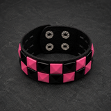 Pink Check 2 Row Studded Alternative Wristband