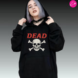 Dead Rock Punk Rock Alt Emo Goth Skull Crossbones Long Sleeve Pull Over Hoodie