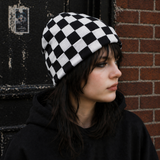 Beechfield Checkerboard Black and White Beanie Alternative Emo Punk Goth Skater