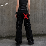 Punk'd Image Hammer Red Rock Emo Alternative Gothic Chain Stud Pants Trousers