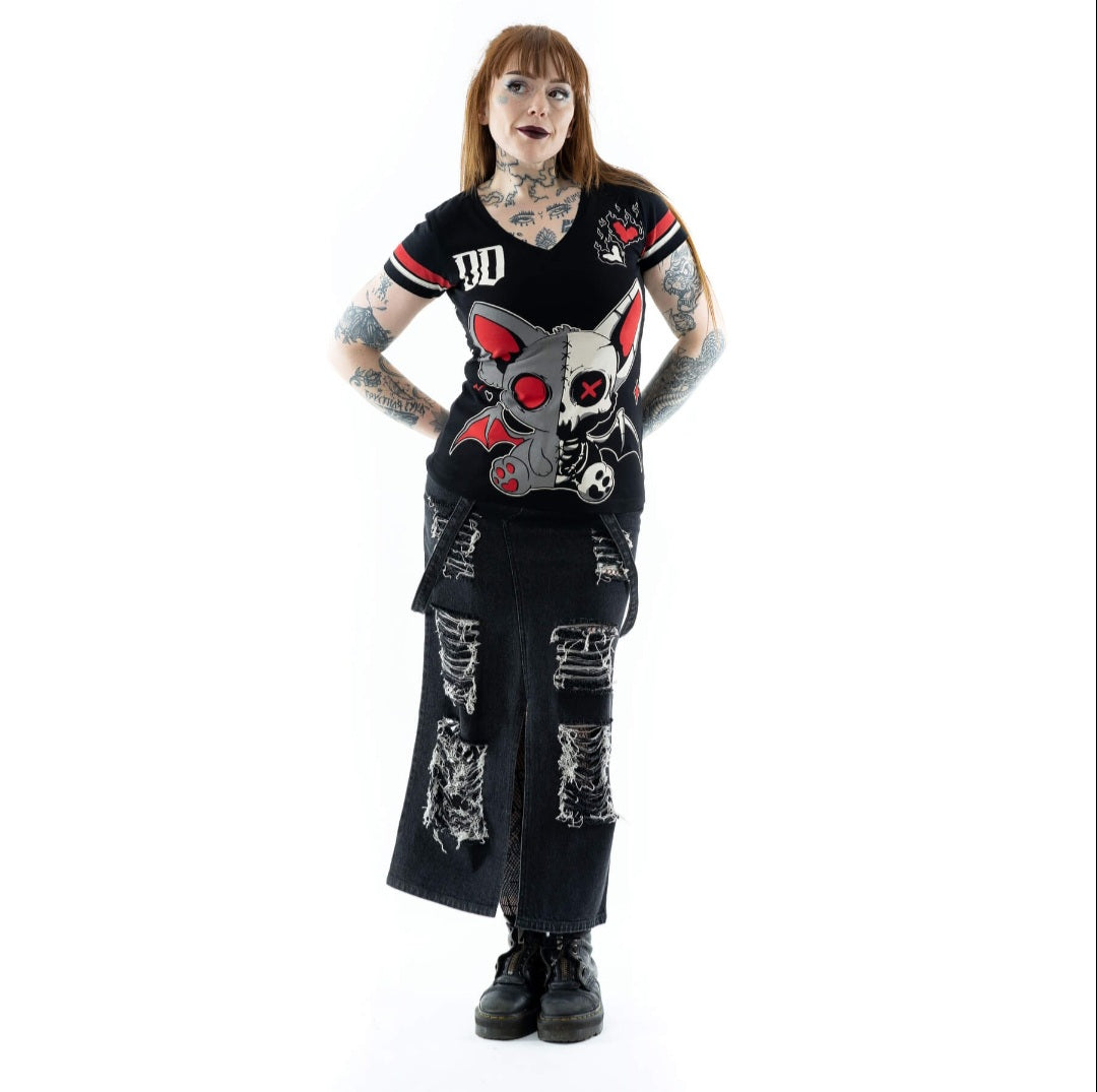 Heartless Team Dead Inside Black Goth Graphic Varsity Top