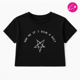 Ask Me Alternative Gothic Punk Rock Funny Grunge Occult Skater Mosher Crop Top
