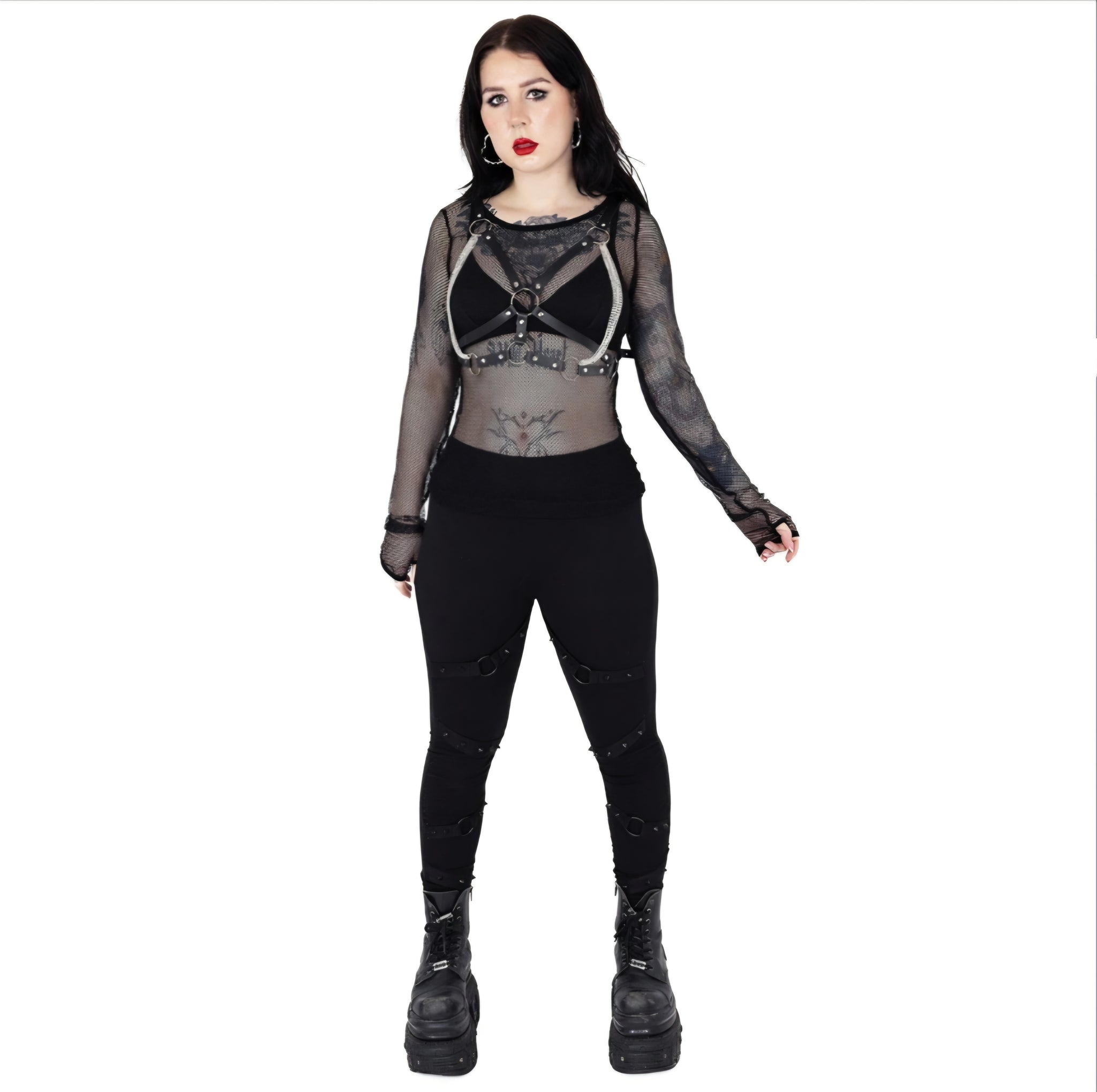 Poizen Industries Sabrina Harness Occult Black PVC Adjustable Body Harness